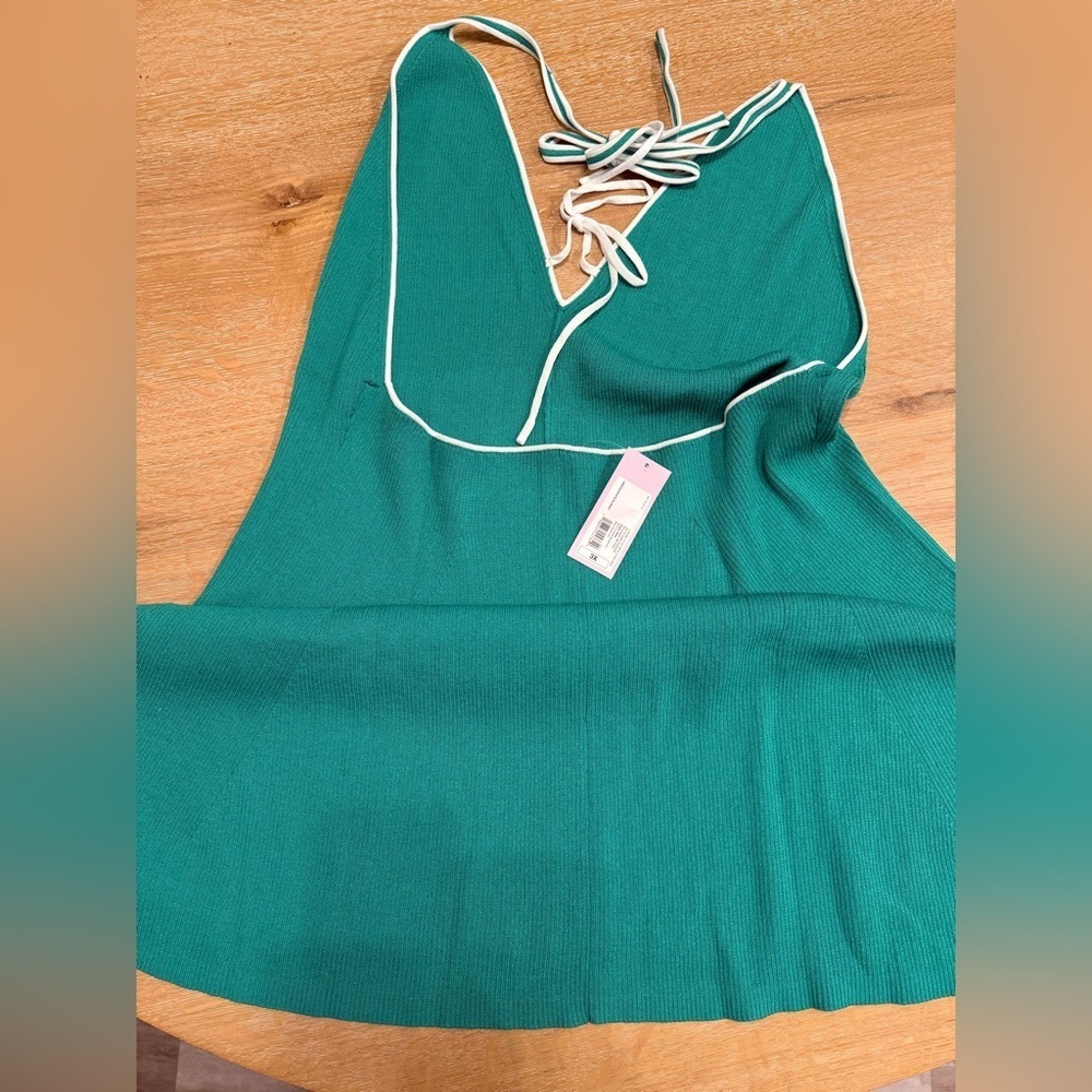 NWT wild fable Plus Size 3X Green Ribbed Halter Mini Dress Stretchy Flowy - Picture 4 of 6
